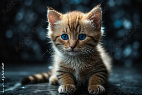 Cute ginger kitten with studio lighting  © Malik
