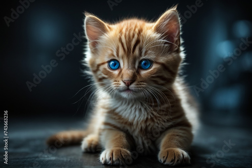 Cute ginger kitten with studio lighting 