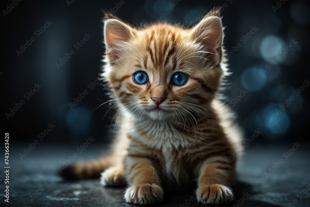 Cute ginger kitten with studio lighting
