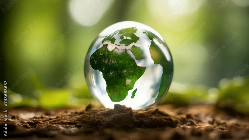 Glass globe resting on mound of soil, suitable for environmental concepts Glass globe resting on mound of soil, suitable for environmental concepts