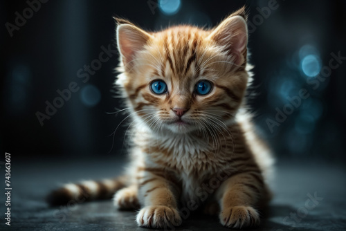 Cute ginger kitten with studio lighting 