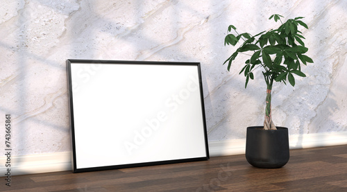 abstract mock up room with picture frame as template - 3D Illustration