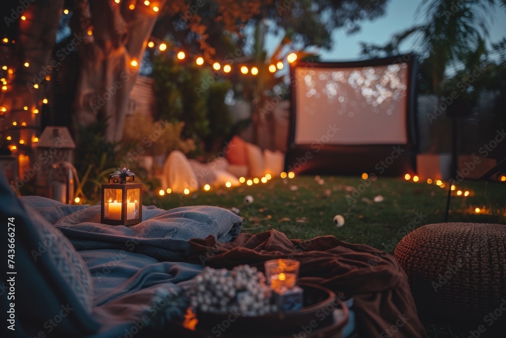 Outdoor movie night in the garden
