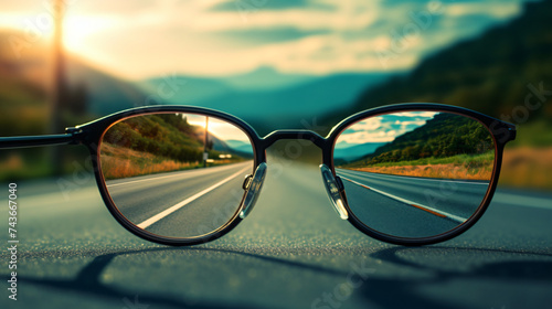 Glasses on the road vision problem difference.