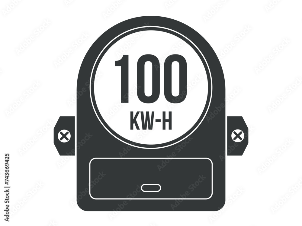 100 kw-h. Vector kilowatts consumption, electric current meter. Electric energy meter home clock 100 kw-h. Vector kilowatts consumption, electric current meter. Electric energy meter home clock