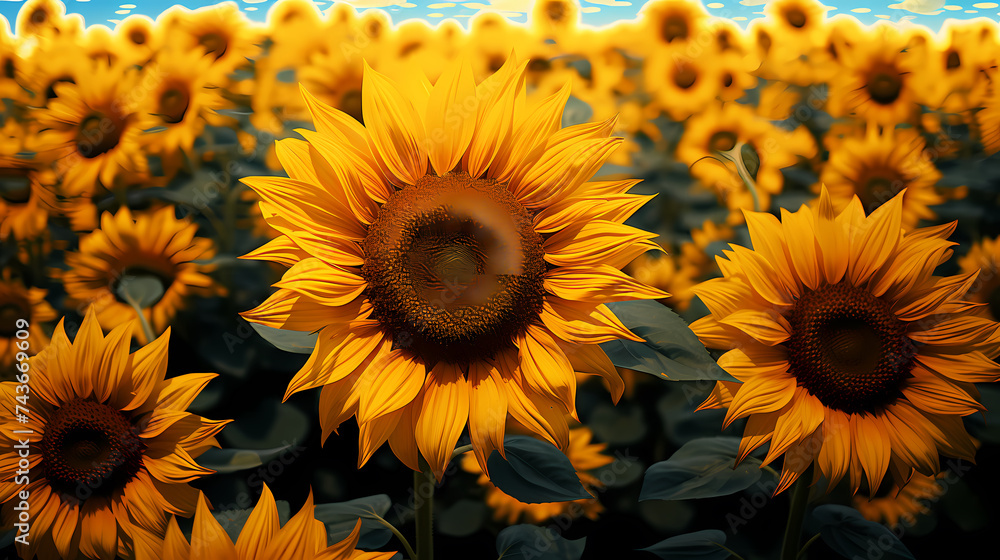 Sunflower background, summer sunflower field Sunflower background, summer sunflower field