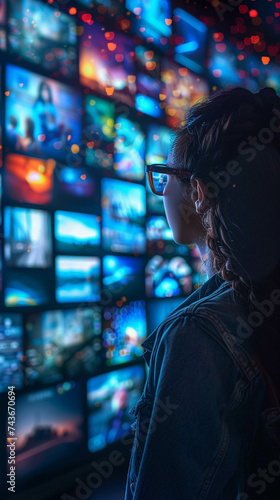 Artistic rendering of a digital content streaming service interface the future of entertainment at your fingertips photo