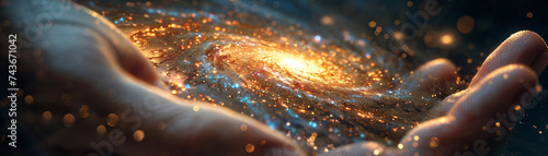 Galaxy formation in the palm of a hand illustrating the power and mystery of the cosmos photo