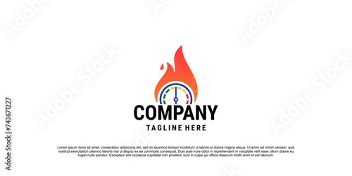 automotive logo, speedometer with fire icon logo