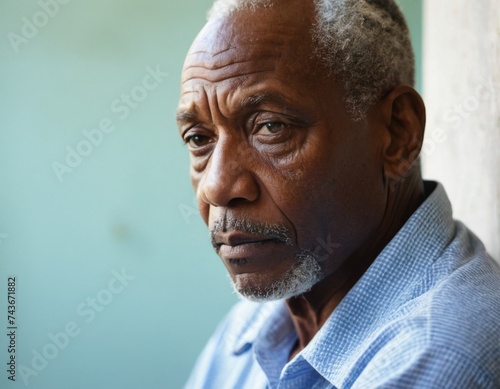 Seniors portrait of contemplative old african american man