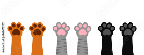 Cats paws up set. PNG illustration.