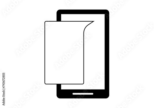 Icono negro de smartphone con bocadillo de hablar vacío. 