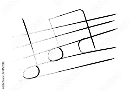 Icono negro de pentagrama con nota musical hecho con trazo negro. 