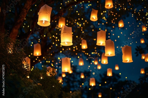 Ethereal Radiance: The Soft Glow of Suspended Ramadhan Lanterns