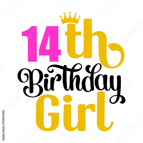 14th Birthday Girl SVG Cut File