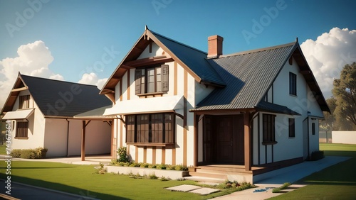 Modern 3D House on white background, dream house image