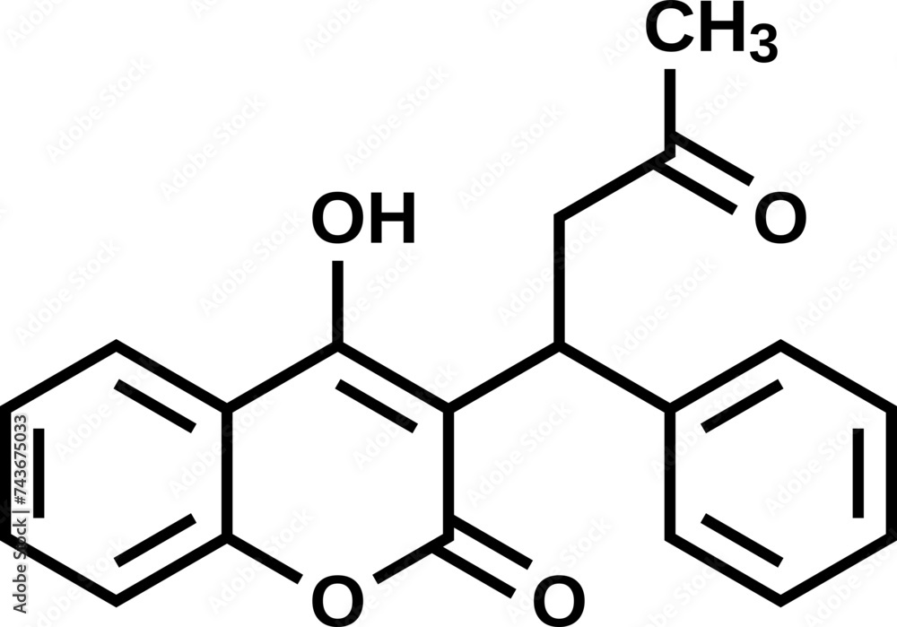 Warfarin structural formula, vector illustration Warfarin structural formula, vector illustration