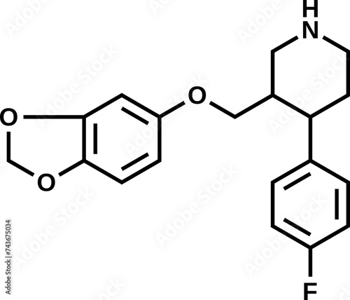 Paroxetine structural formula, vector illustration