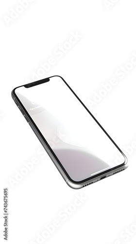 Smartphone with white screen on gray background. 3D rendering.