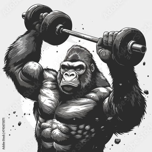 Bodybuilding concept with gorilla