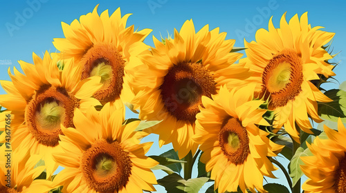 Sunflowers with blurred background  beautiful sunflowers