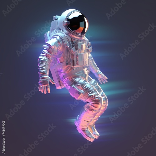 Holographic Astronaut Rendered in 3D Against a Vibrant Gradient Background