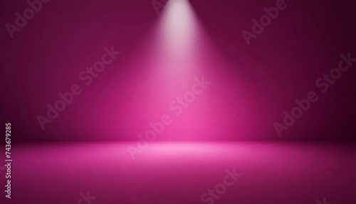 Pink empty studio space with spotlight, 3D rendering style