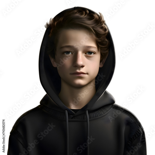 3D rendering of a teenager wearing a hoodie isolated on white background © Muhammad