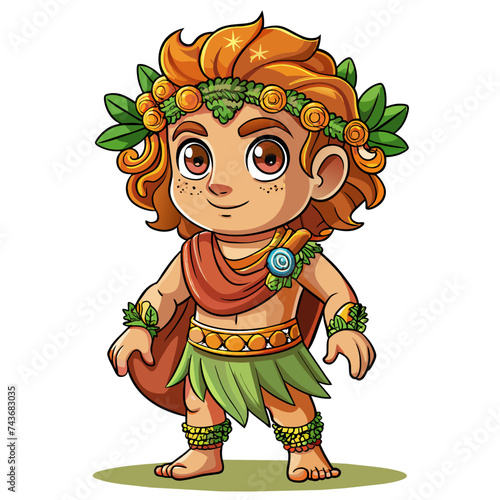 Dionysus, cute God, real print Style, Full body, white background