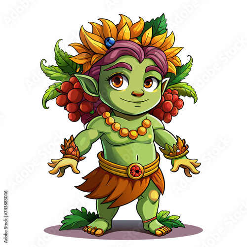 Dionysus, cute God, real print Style, Full body, white background