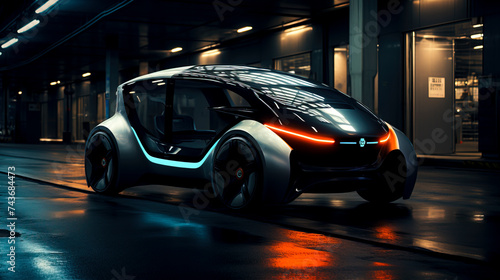 Sleek Futuristic Concept Car with Glowing Accents created with Generative AI technology