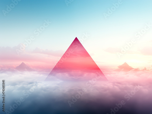 Mystical Ruby Pyramid Reflecting in Tranquil Waters created with Generative AI technology