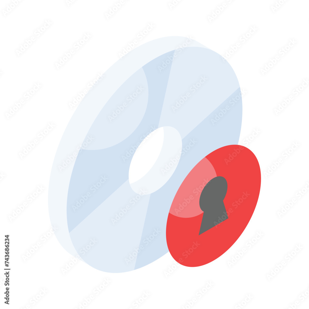 Compact disk with keyhole, vector of cd security in trendy style Compact disk with keyhole, vector of cd security in trendy style
