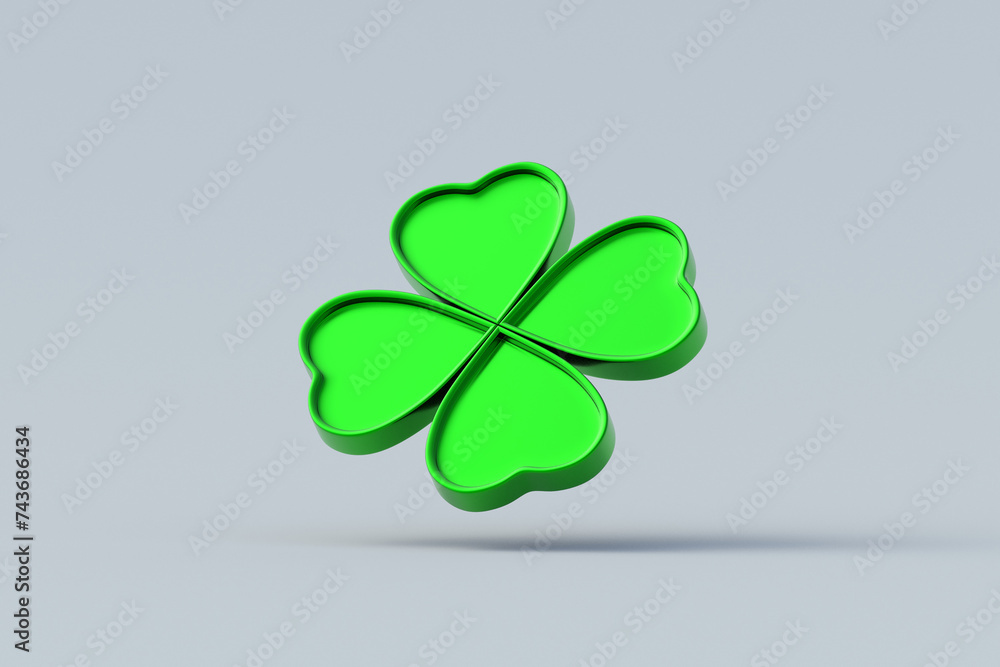 Falling clover with four leaves. St. Patrick's day. Good luck symbol. 3d render Falling clover with four leaves. St. Patrick's day. Good luck symbol. 3d render