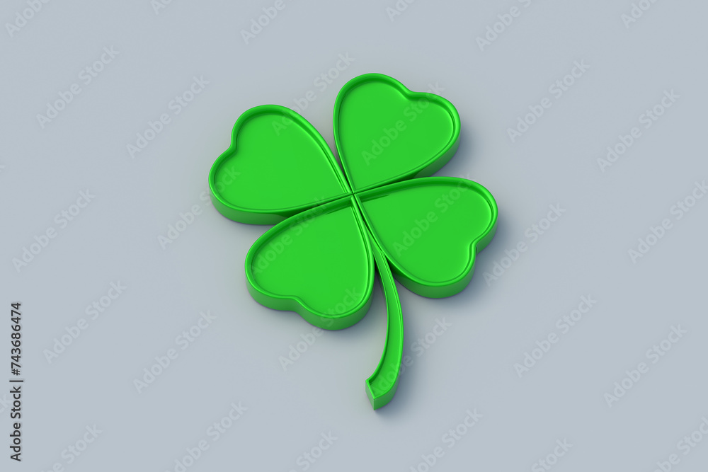 Clover with four leaves. St. Patrick's day. Good luck symbol. 3d render Clover with four leaves. St. Patrick's day. Good luck symbol. 3d render