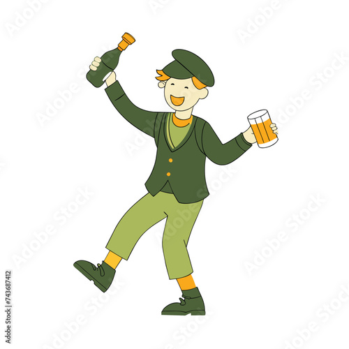 cartoon drunk man vector illustration