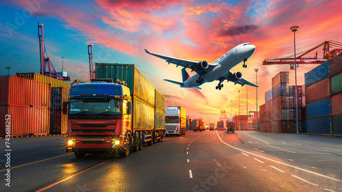 Logistics import-export container freight transport. Freight transport company photo