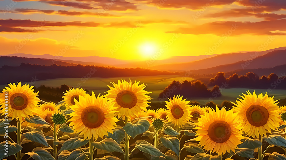 Fototapeta premium Sunflower background, close-up view of intricate spiral pattern of sunflowers