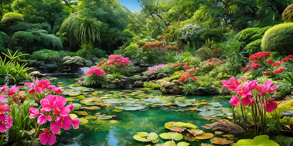 Exotic and captivating beauty of botanical gardens, featuring rare plants, colorful blooms, and unique foliage Exotic and captivating beauty of botanical gardens, featuring rare plants, colorful blooms, and unique foliage