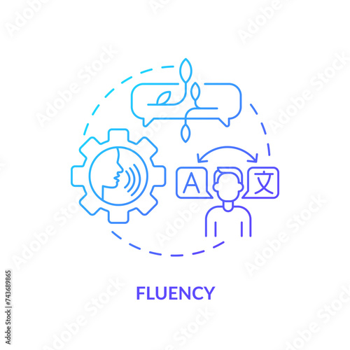 Fluency, language proficiency blue gradient concept icon. Linguistic skills. Round shape line illustration. Abstract idea. Graphic design. Easy to use in infographic, presentation, brochure, booklet