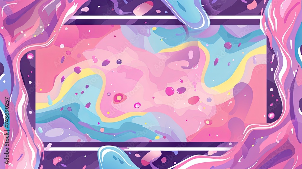 Obraz premium rectangle border filled with color, cartoon vinyl sticker, pink and purple pastel colors