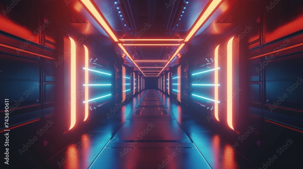 orange blue neon tunnel orange blue neon tunnel