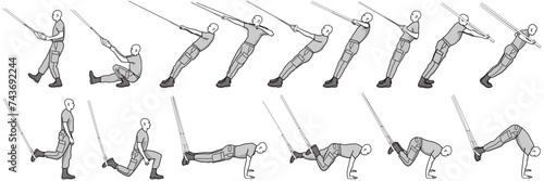 Illustration Military Fitness Workout / Sling Trainer / TRX