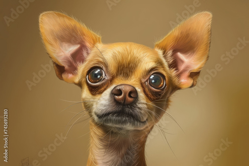 Humorous and exaggerated chihuahua caricature  fun twist on pet portrait