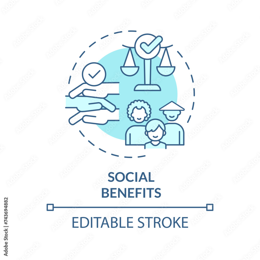 Social benefit soft blue concept icon. Diverse family. Child adoption. Social justice. Cultural inclusion. Round shape line illustration. Abstract idea. Graphic design. Easy to use Social benefit soft blue concept icon. Diverse family. Child adoption. Social justice. Cultural inclusion. Round shape line illustration. Abstract idea. Graphic design. Easy to use
