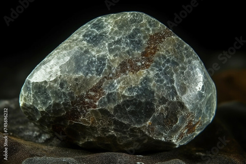 Faujasite is a rare precious natural stone on a black background. AI generated. Header banner mockup with space.