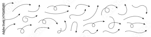 Curved dotted arrow. Zigzag arrow stripes design with dotted lines.