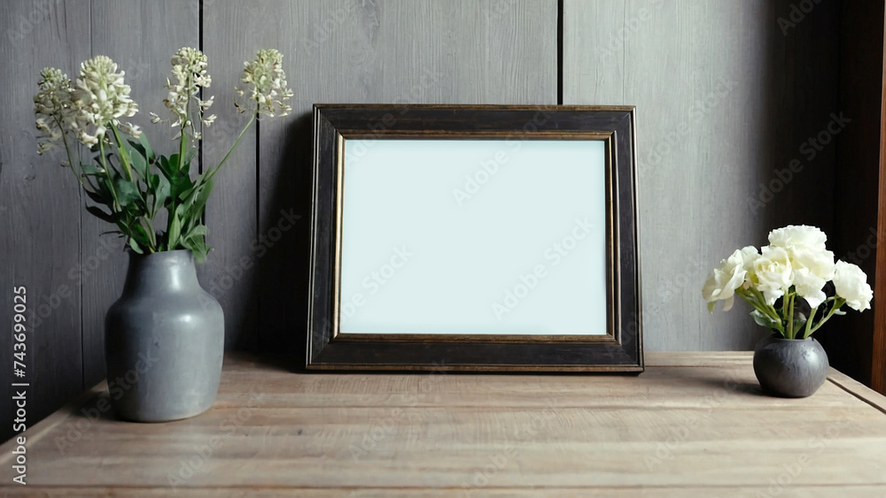 Picture frame. Mocap. Modern interior. Ai generation. Picture frame. Mocap. Modern interior. Ai generation.