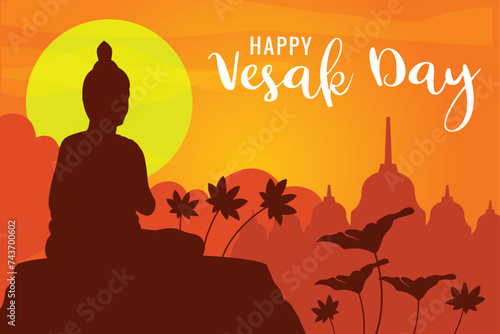 happy vesak day background illustration