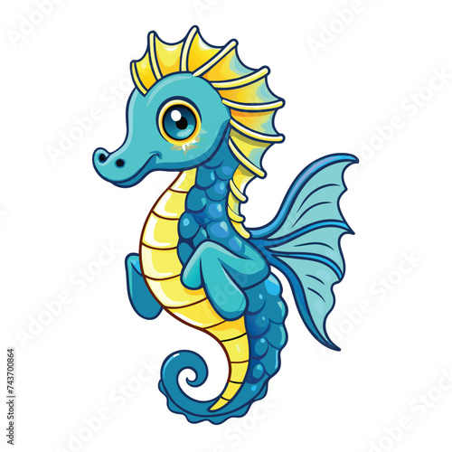 cute seahorse cartoon illustration